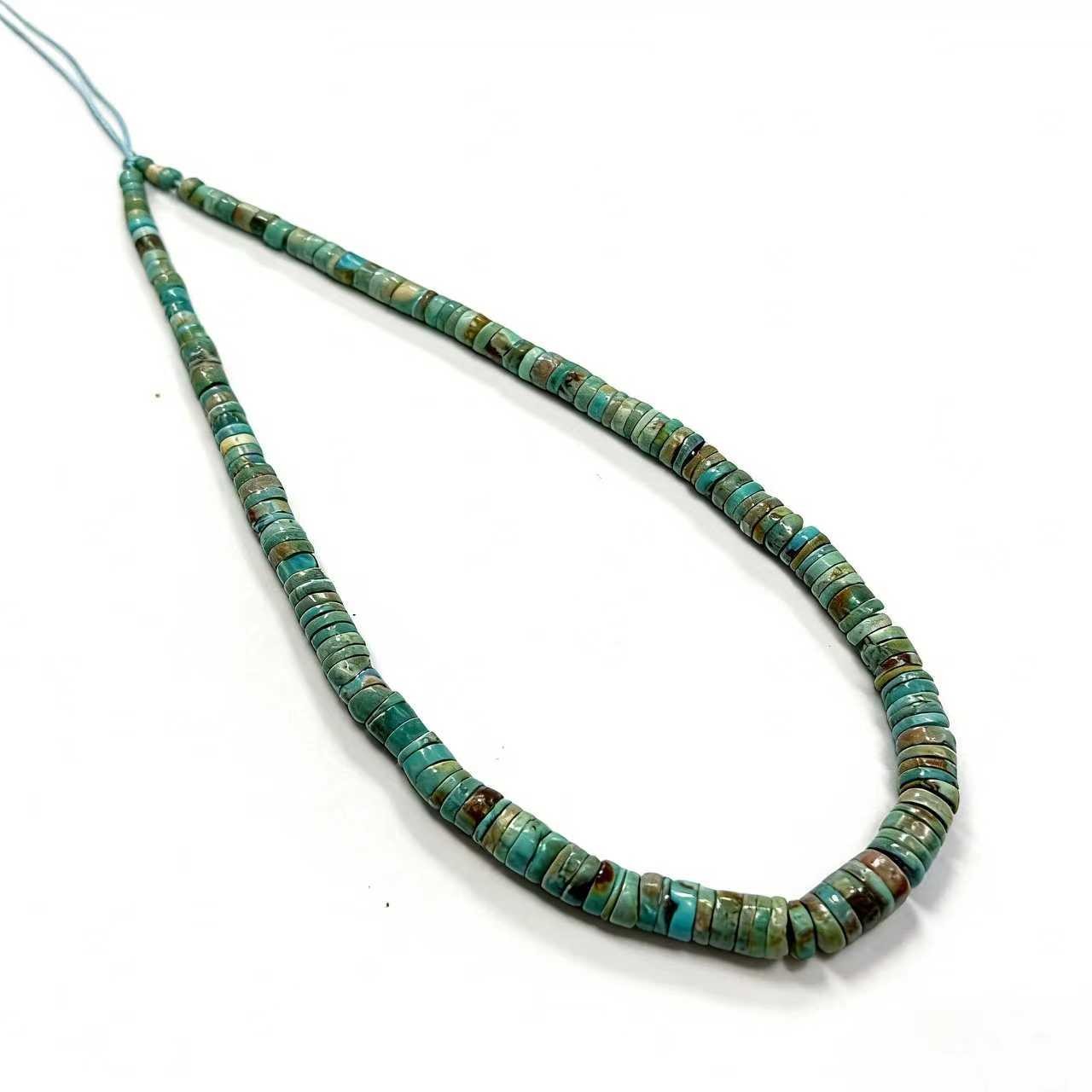 Natural Blue Green Turquoise Graduated Heishi Disc Beads Size 2×4-2x12mm 16″ Std