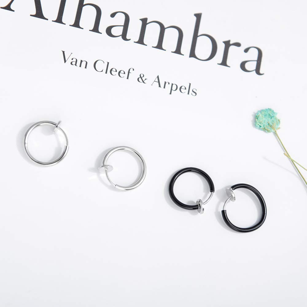 2× Clip-On Spring Action Non-Piercing Fake Septum Lip Cartilage Nose Tragus Ring