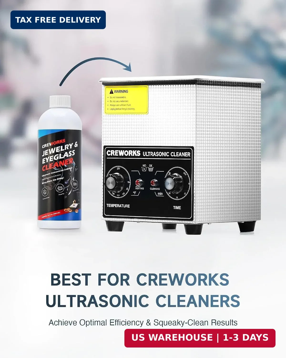 CREWORKS 17 fl oz Jewelry Cleaner Solution for Ultrasonic Cleaner Liquid | 1:40