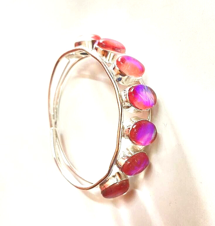 Australian Triplets Opal Gemstone 925 Sterling Silver Handmade Jewelry Bangle