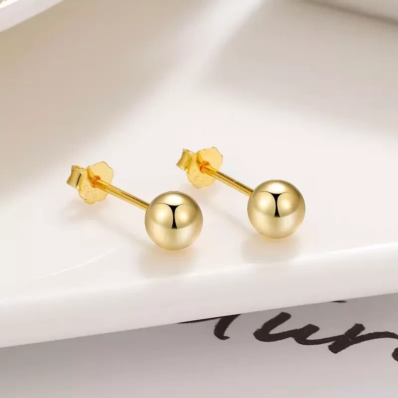 9ct Gold 2mm 3mm 4mm 5mm 6mm 7mm 8mm Ball Stud Earrings – PAIR