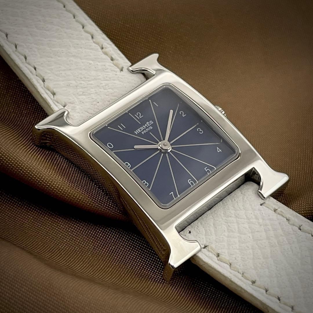 Hermes H Watch HH1.210 Double Tour Quartz White Ladies Japan 075605