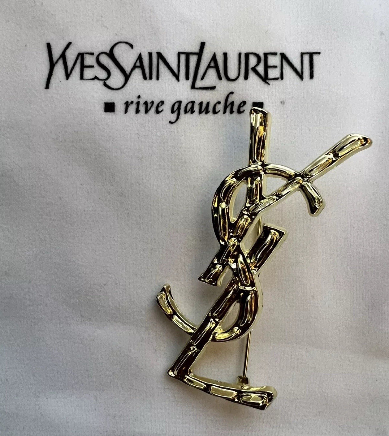 YSL – Yves Saint Laurent – Large Crocodile Logo Brooch – European GWP Pin