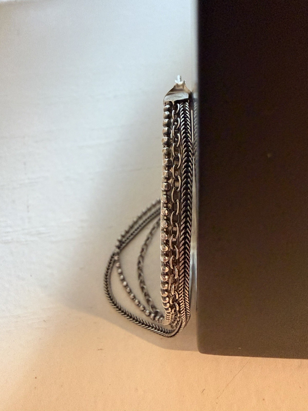 Silpada Silver Tone Round Hoop Earring With Chain Dangle