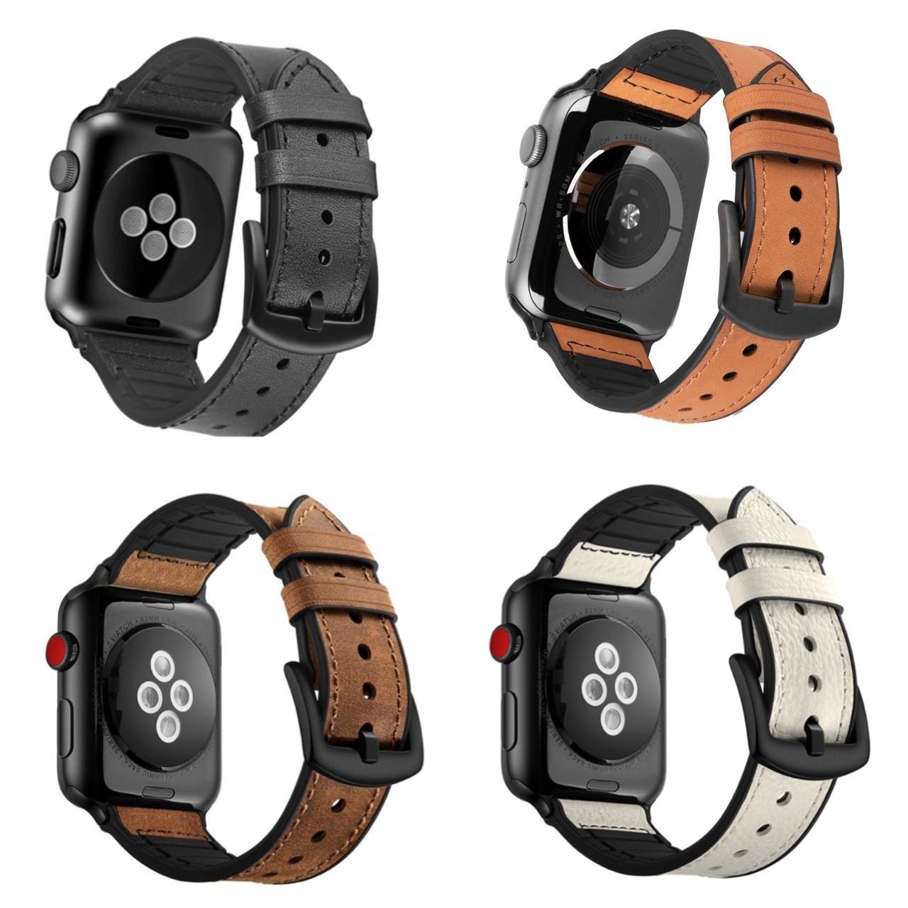 Leather Silicone Apple Watch Band For iWatch Series SE 6 5 4 3 2 38/40mm 42/44mm