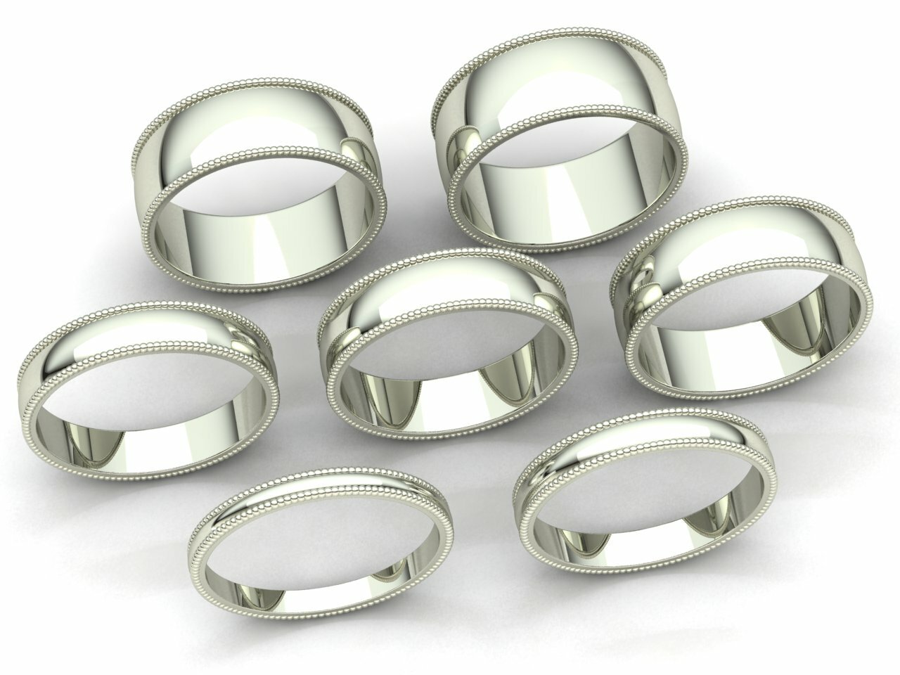 Domed Milgrain Band Ring Mens Womens 2mm 3mm 4mm 5mm 6mm 7mm 8mm Solid 10k Gold
