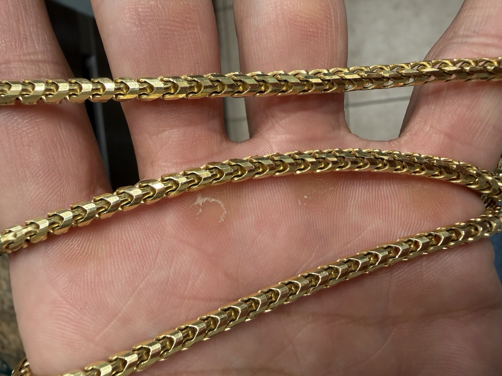 14k Yellow Gold 24″ Solid Franco Curb Box Link 3 mm 52 Grams Chain Necklace