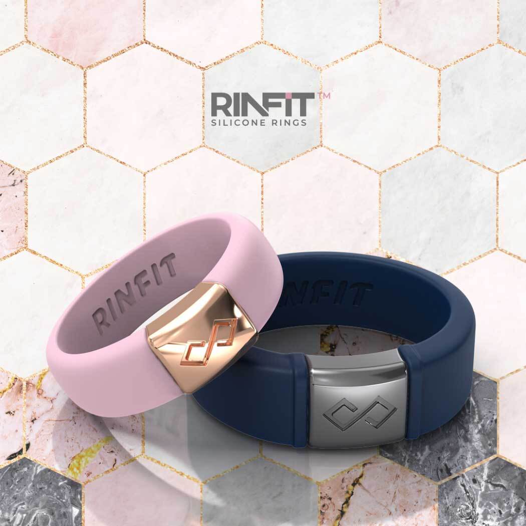 Rinfit Infinity&Metal Silicone Rings for Men. Soft & Comfortable Wedding Band