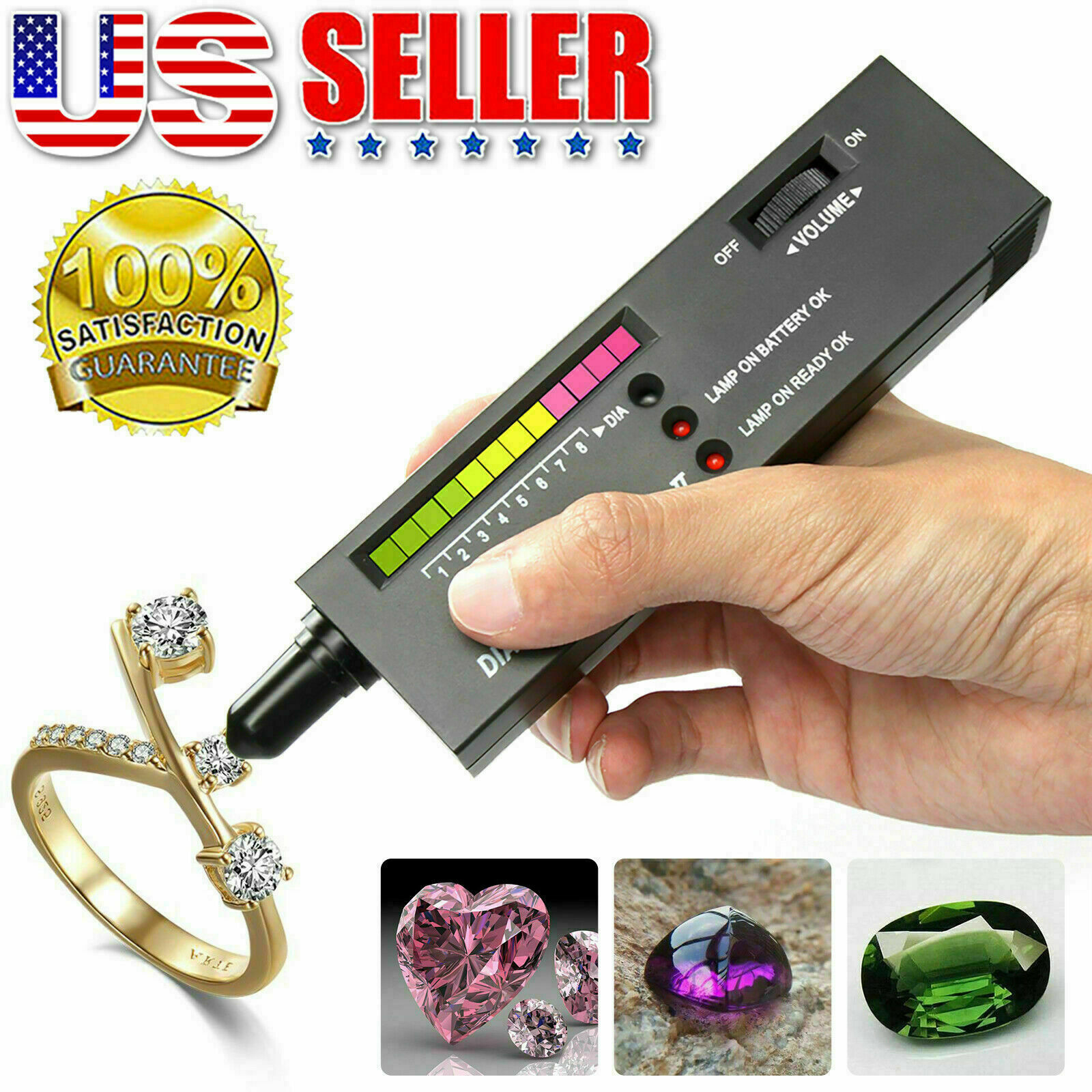 Portable Diamond Tester Selector Illuminated Jewelry Gemstone Testing Tool Kit