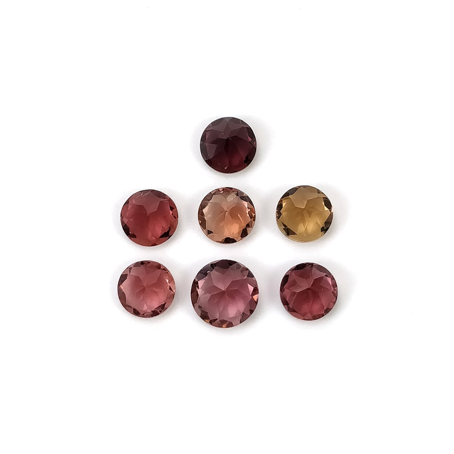 6.80cts Natural Multi Color Tourmaline Gemstone Faceted Cut Round 6mm – 7mm 7pcs