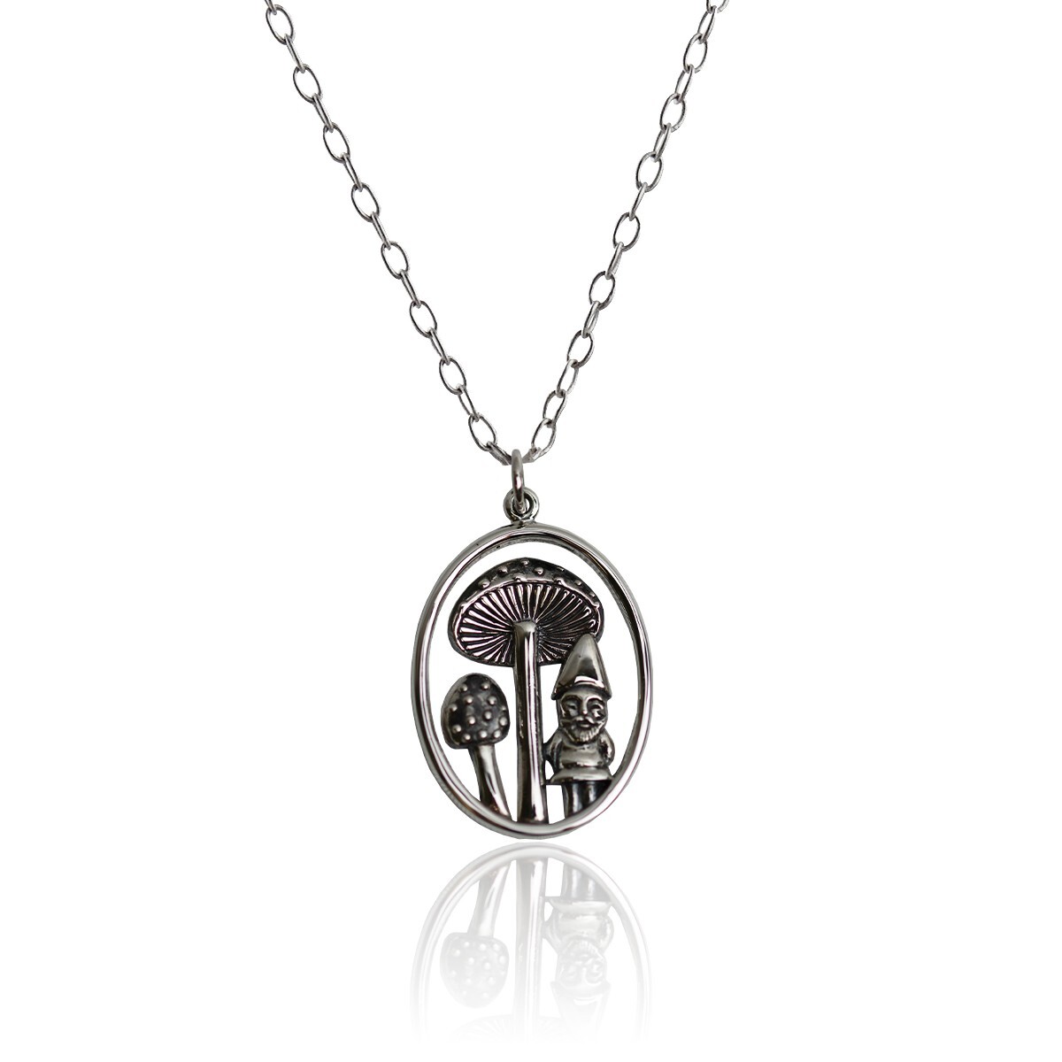 FashionJunkie4Life Mushroom and Gnome Pendant with 18″ Chain