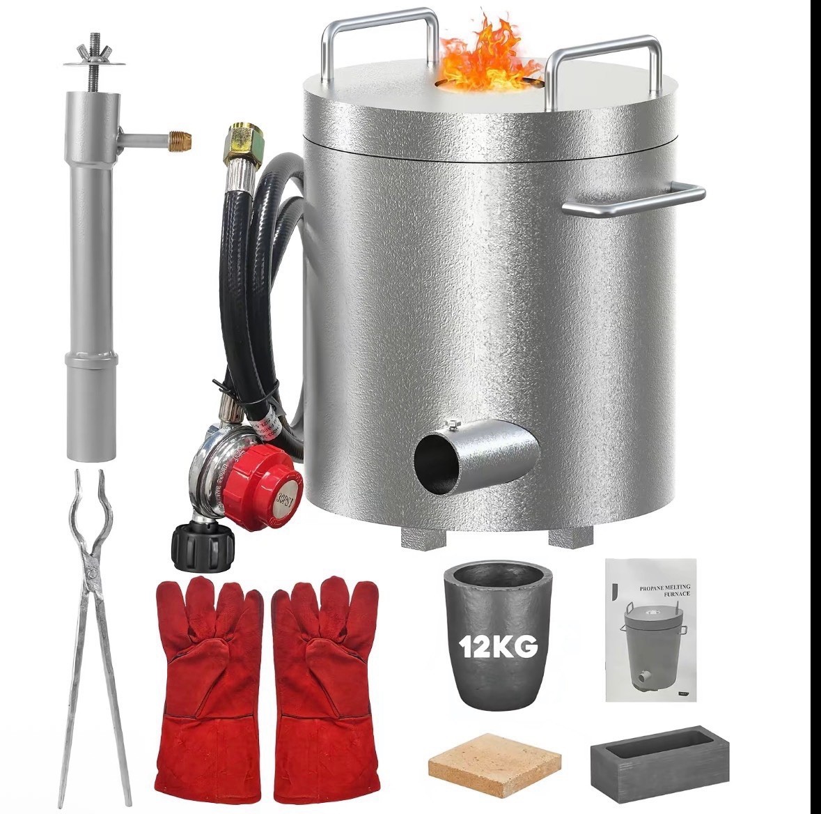 12 KG Propane Melting Furnace Kit Foundry Home Kilns 2700°F Casting Smelter