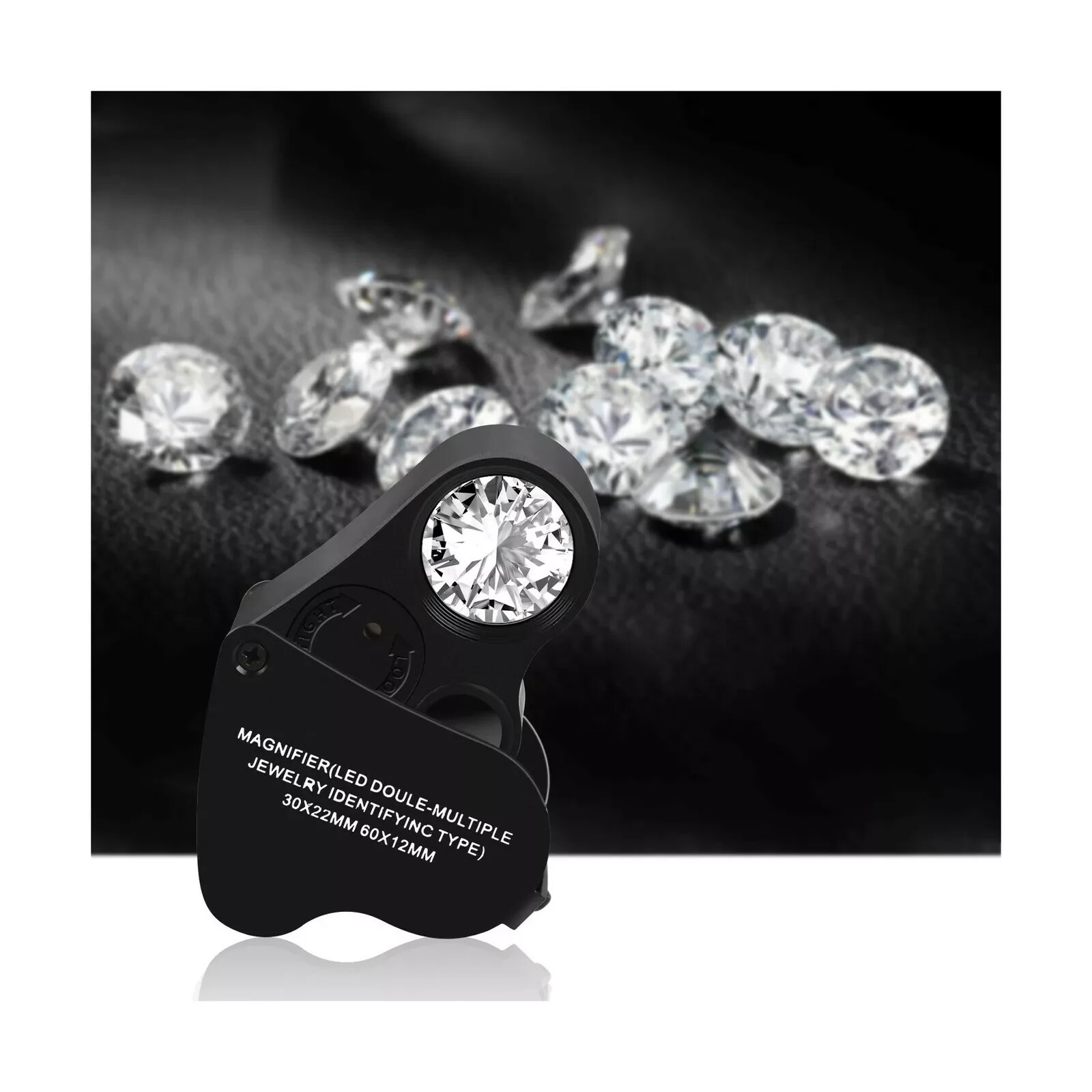 JARLINK 30X 60X Illuminated Jewelers Eye Loupe Magnifier Designed Gems Jewerly
