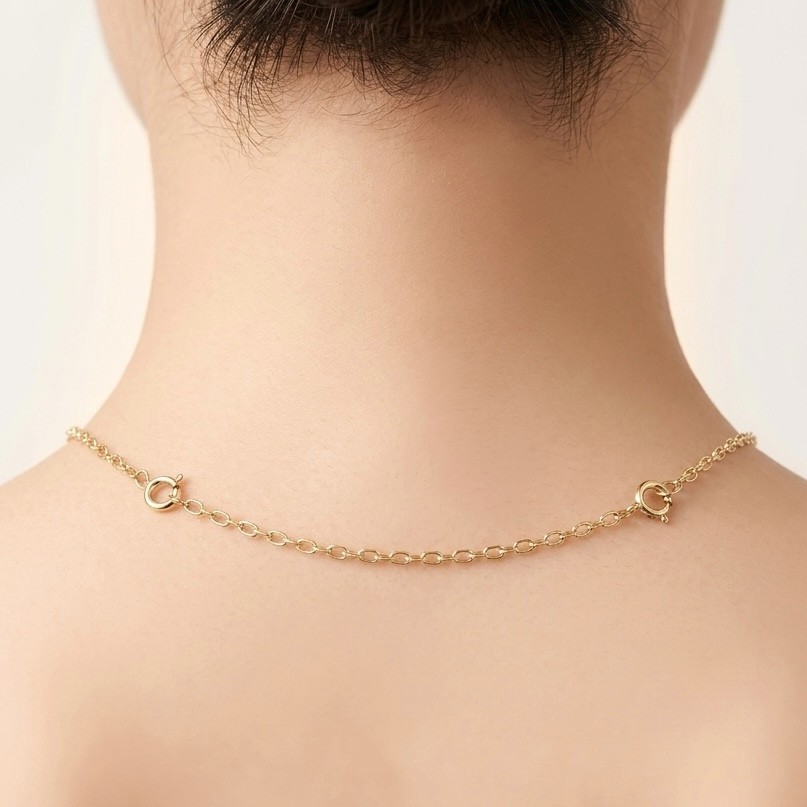 Oval Cable Chain Necklace Extender for Pendant Charm REAL 14K Yellow Gold 2.0mm