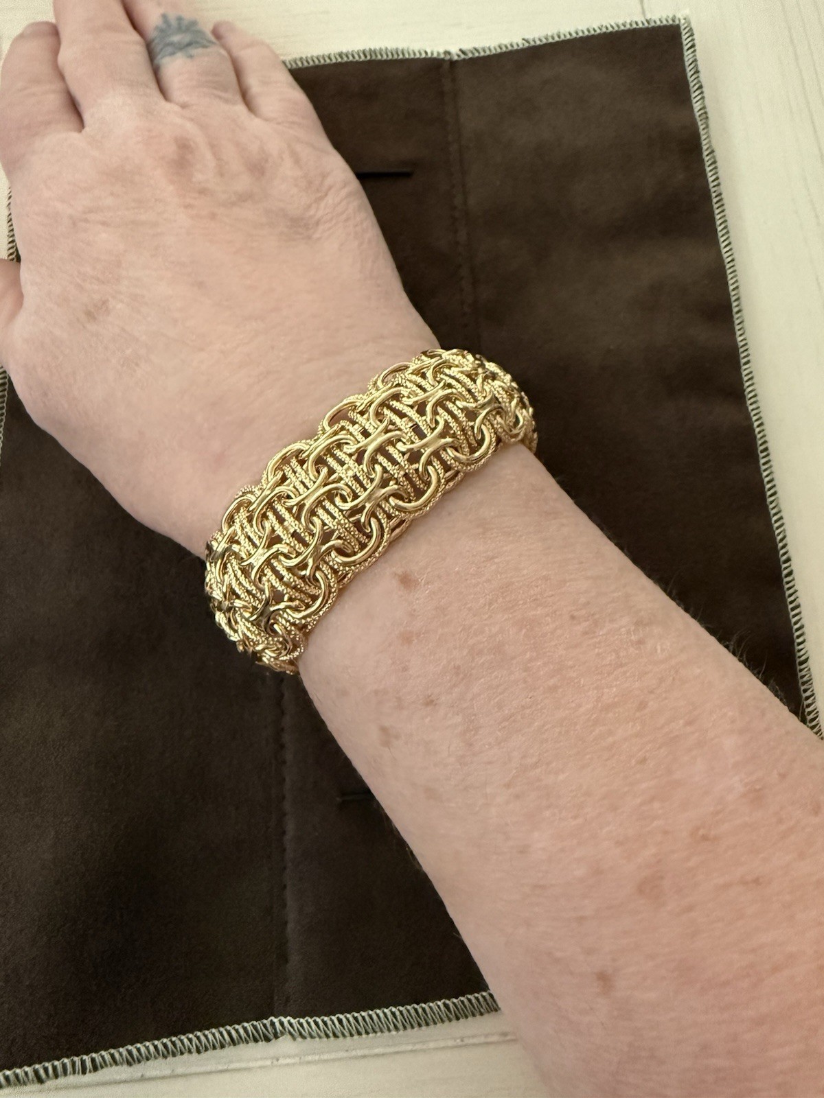 18K Yellow Gold Byzantine Chain Bracelet 7.5in Italy 750 Box Clasp