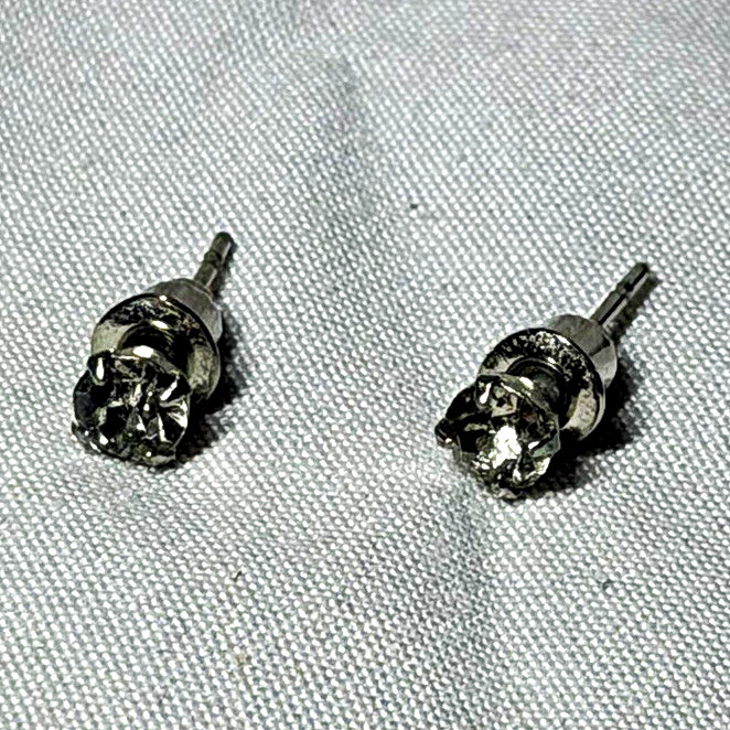 Silver Tone Round Clear Crystal Stud Earrings