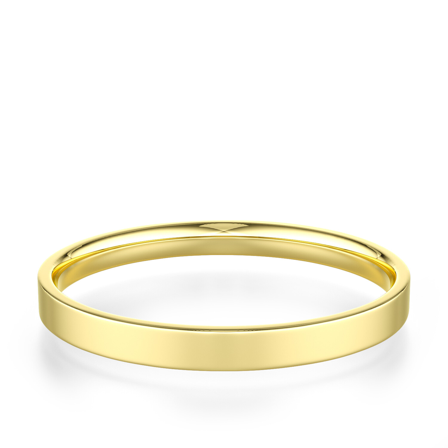 Solid 10K Yellow Gold 2mm Comfort Fit Men Women Flat Wedding Band Ring