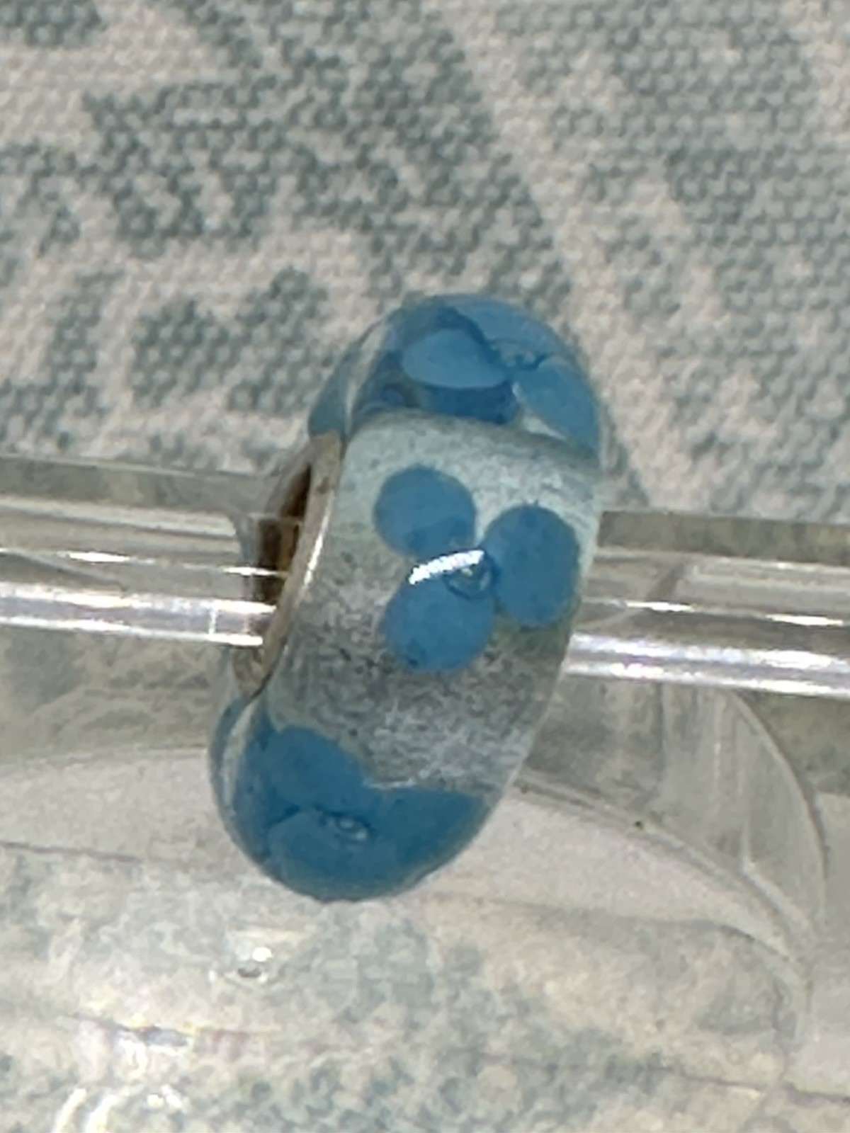 Authentic Trollbeads OOAK Turquoise Flowers on Clear UU, New (12.0)