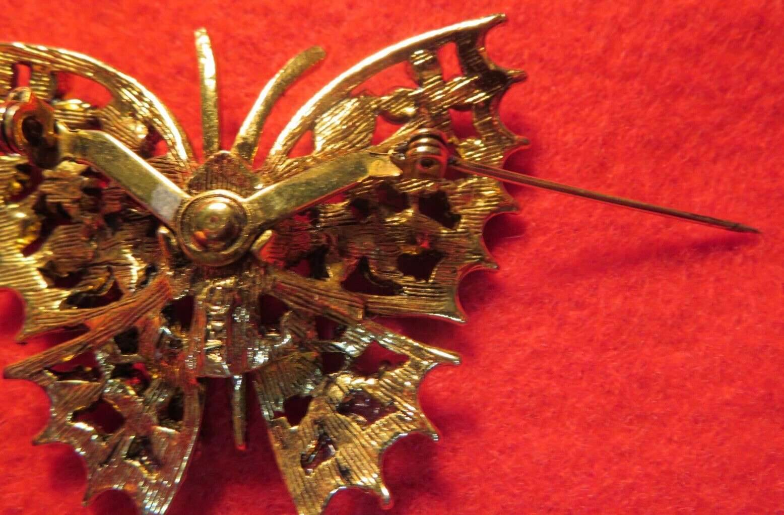 Vintage ART Arthur Pepper Butterfly Brooch Rhinestone Pearl Colorful Beauty