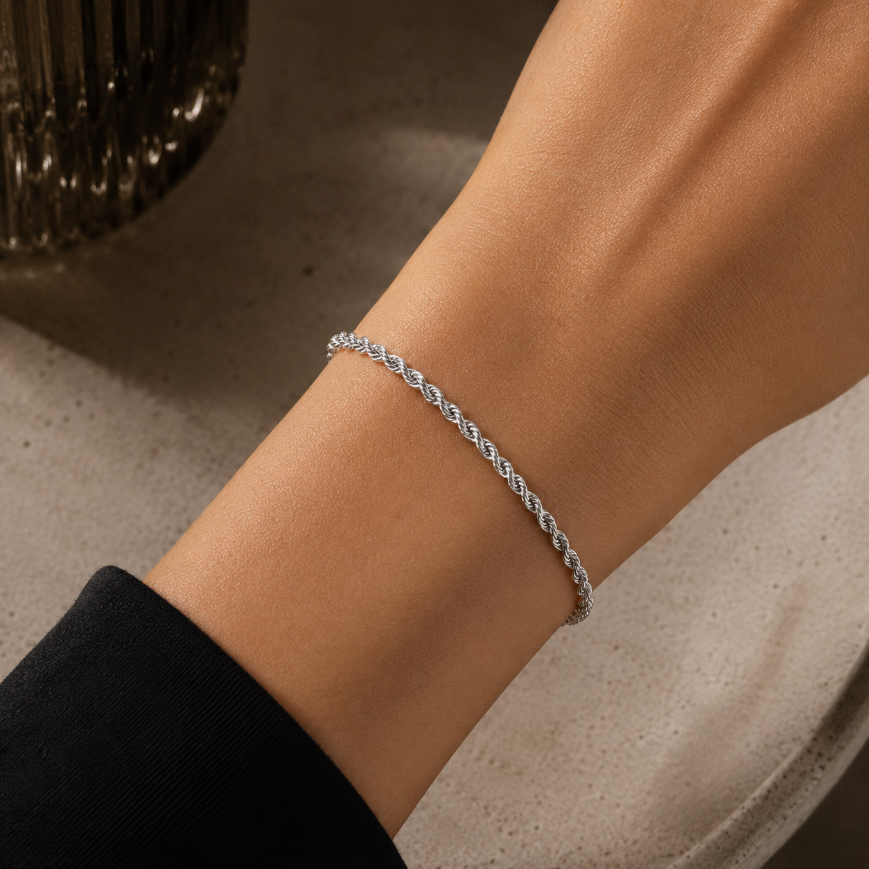 2.5MM Solid 925 Sterling Silver Italian DIAMOND CUT ROPE CHAIN Necklace Italy