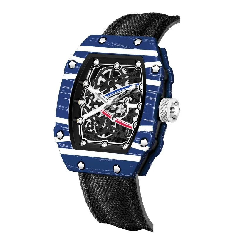 Ultra-Thin Wine Barrel Shaped Quartz Watch Nylon Strap Waterproof Casual Watch