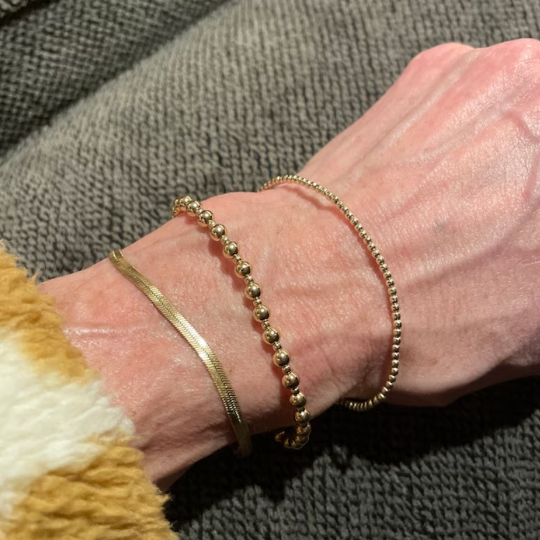 Gold Filled 2mm Round Beads Beaded Bracelet Layering Minimalist Women Bracelet