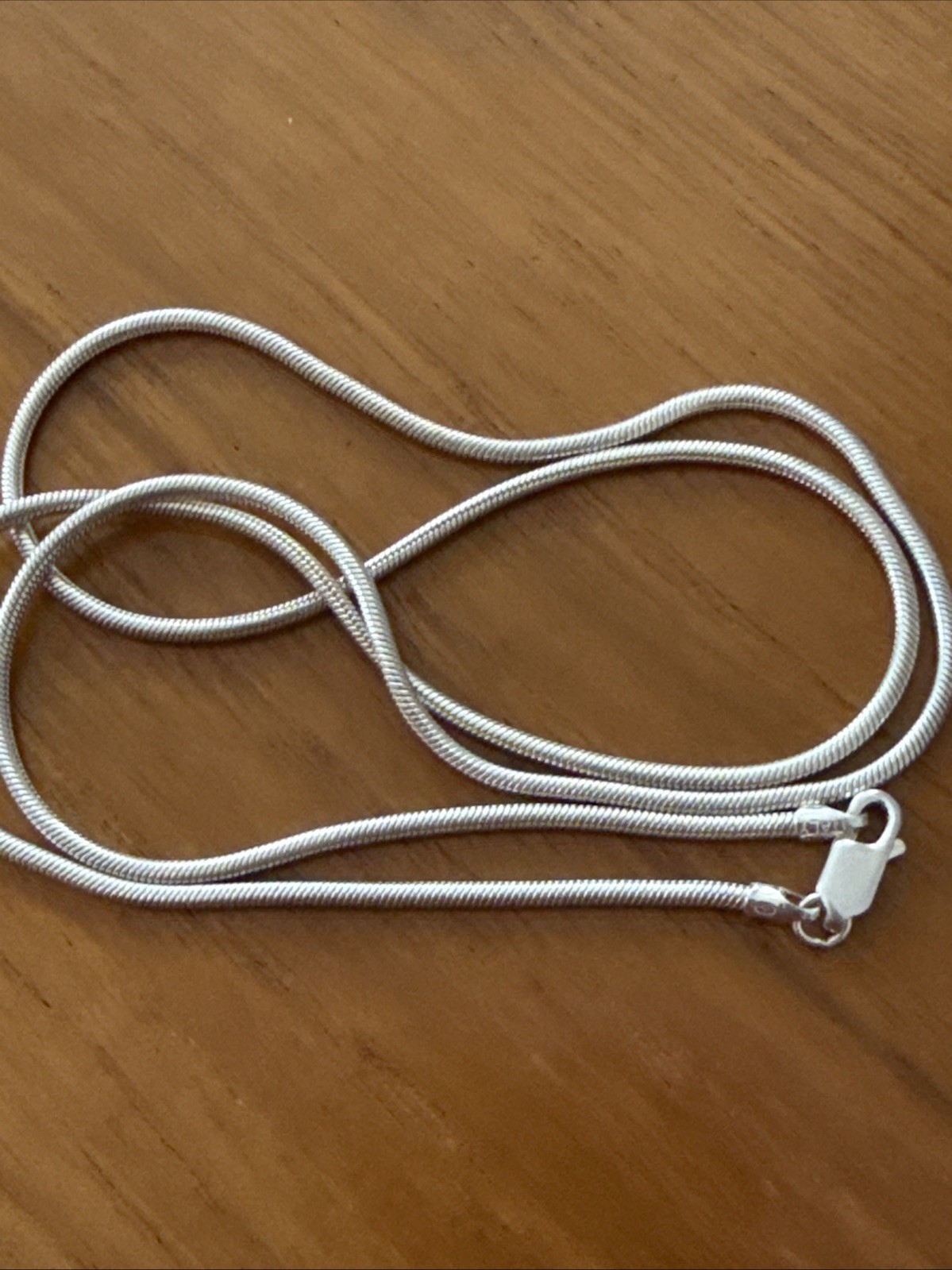 Beautiful Sterling Silver Round Snake Chain Necklace Italy 24”,17g