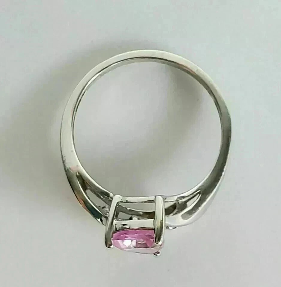 2.00Ct Trillion Cut Lab-Created Pink Sapphire Wedding Ring 14K White Gold Plated