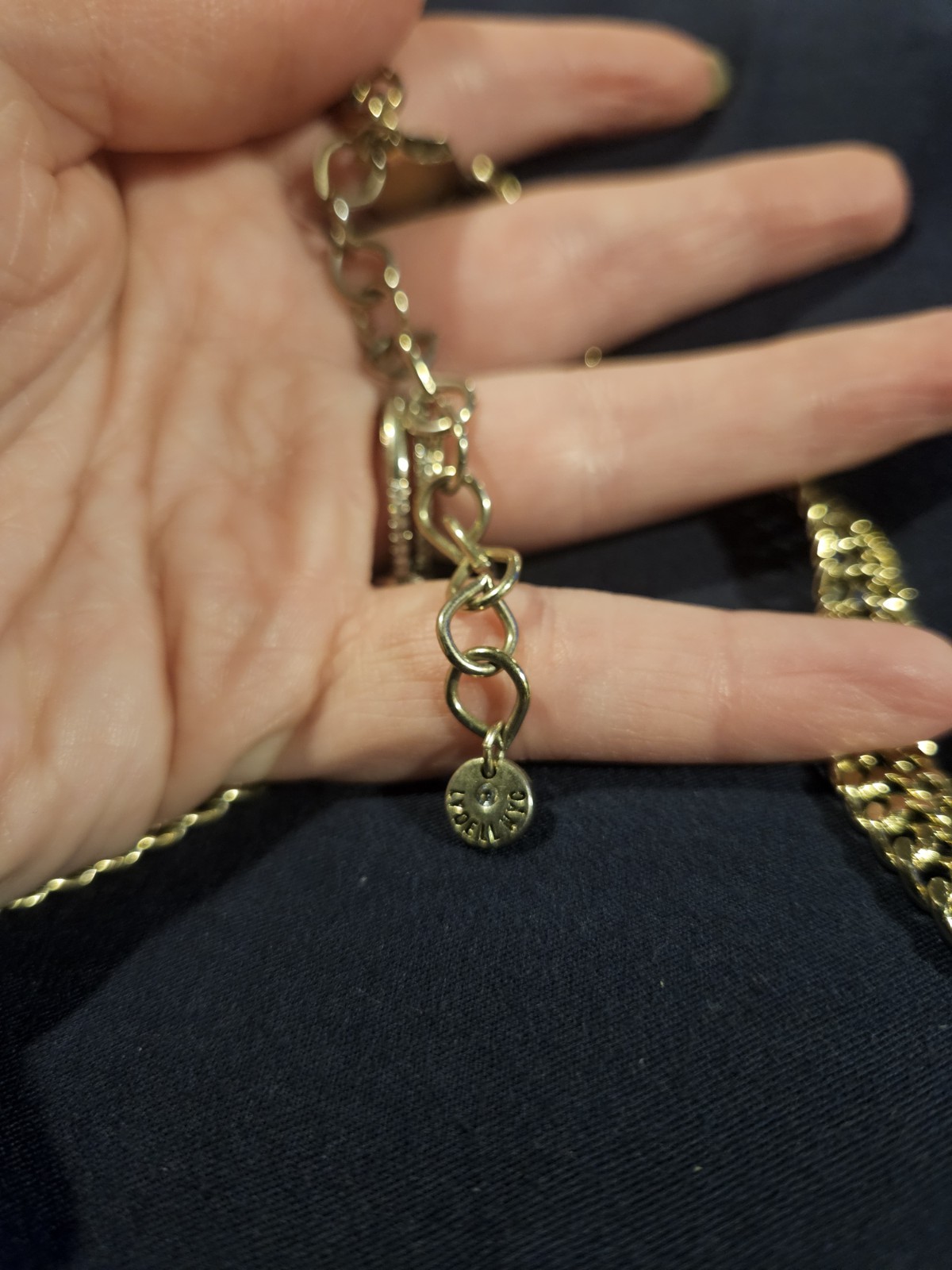 Lydell NYC Gold Tone with Small Dangling jewels Statement necklace