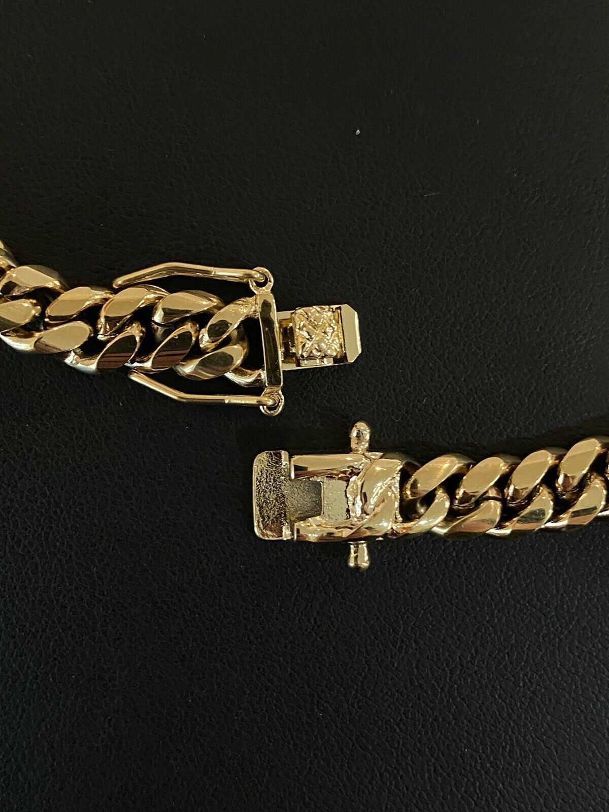 Real Miami Cuban Link Chain 14k Gold Plated Stainless Mens Necklace Choker 8mm