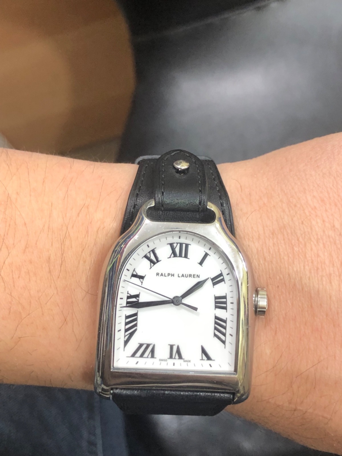Ralph Lauren Stirrup Large Model Mens Watch Cal RL300.1 Leather K00302 Swiss