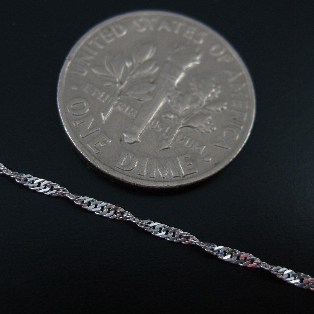 925 Sterling Silver Chain Necklace-Singapore chain-Finished ,Ready to Wear-1mm