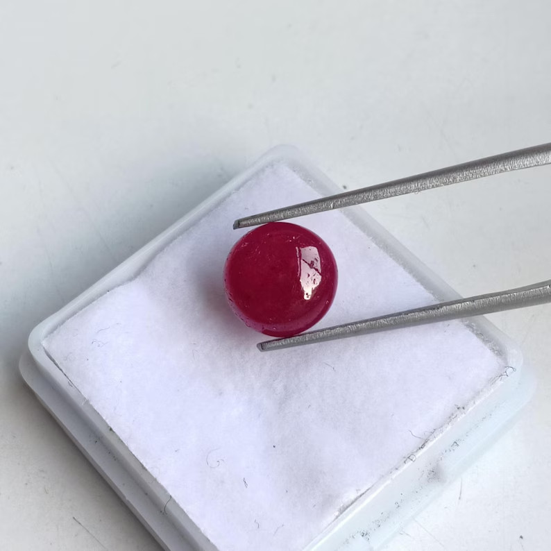 No Heat No Treat Ruby Round Cabochon Certified Earth Mine Loose Gemstone 2.35 Ct