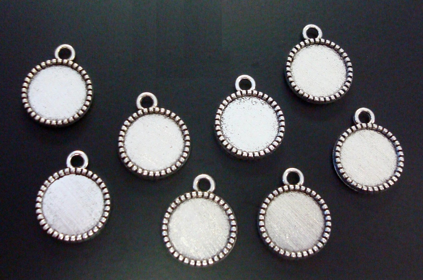 8 Scalloped Bezel settings for 12mm cabochons make pendants earring charm fpe066