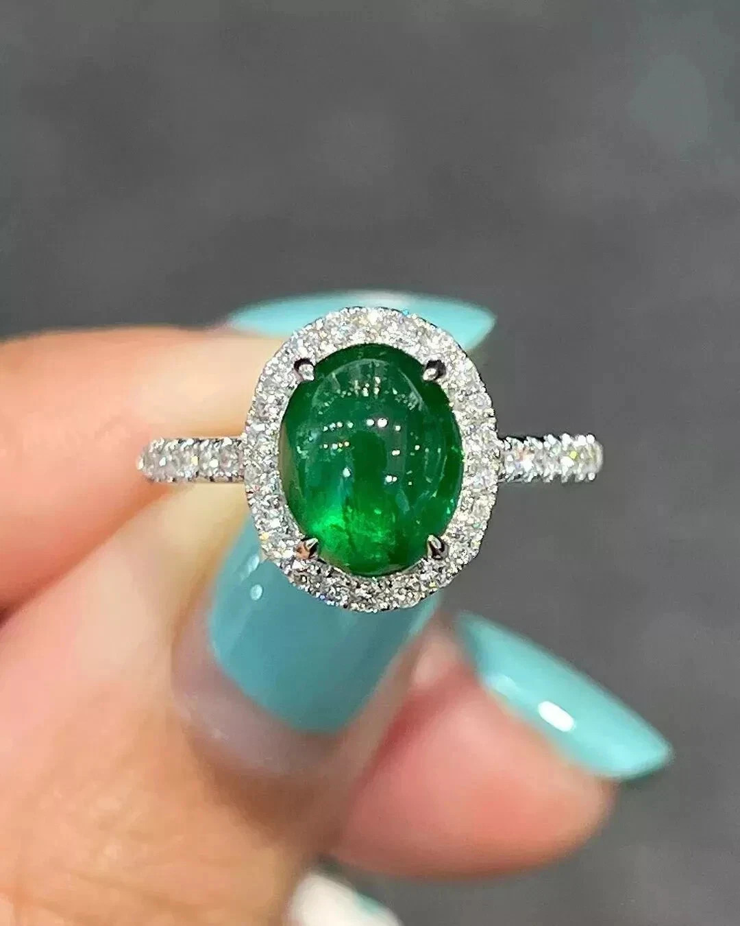 3.70Ct Natural Green Garnet Tsavorite Diamond Engagement Ring 14K White Gold