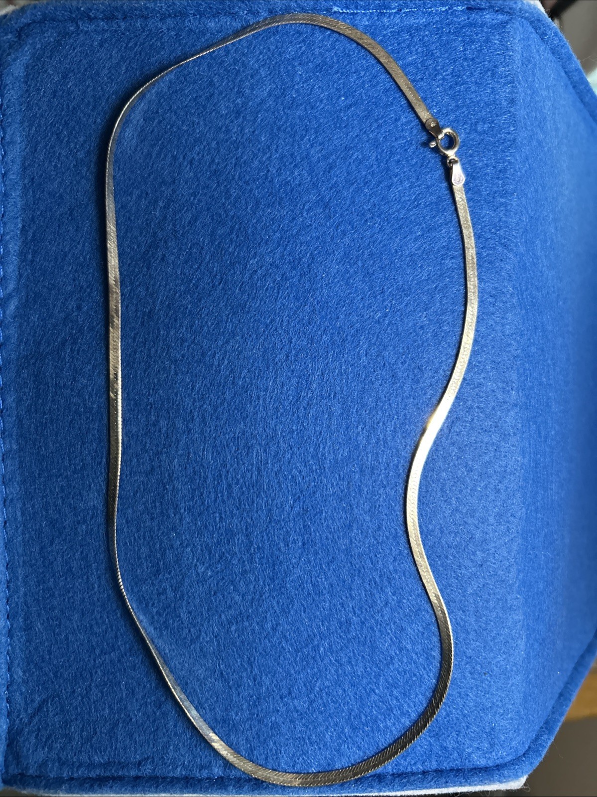 Italy 925 Sterling Herringbone Necklace Chain 18 Inches