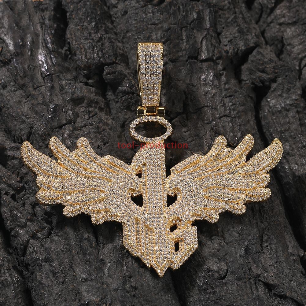 Handmade Sparkling Angel Wings Zircon Pendant with Free Chain A+++++