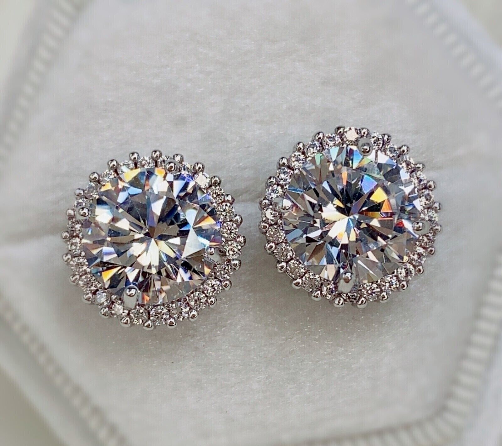 4Ctw Round Lab Created Diamond Push Back Gift Stud Earrings 925 Sterling Silver