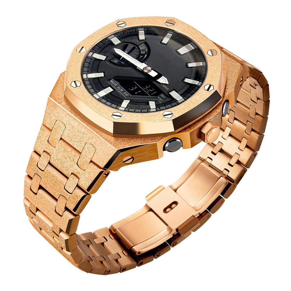 Frost Gold Stainless Steel Bezel AP Mod Kit Case Band Strap for G-SHOCK GA-2100
