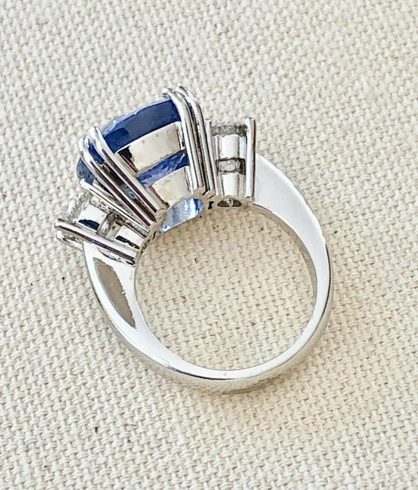 7.00 Ct Cushion Natural Sapphire Diamond Wedding Ring 14K Solid White Gold 8