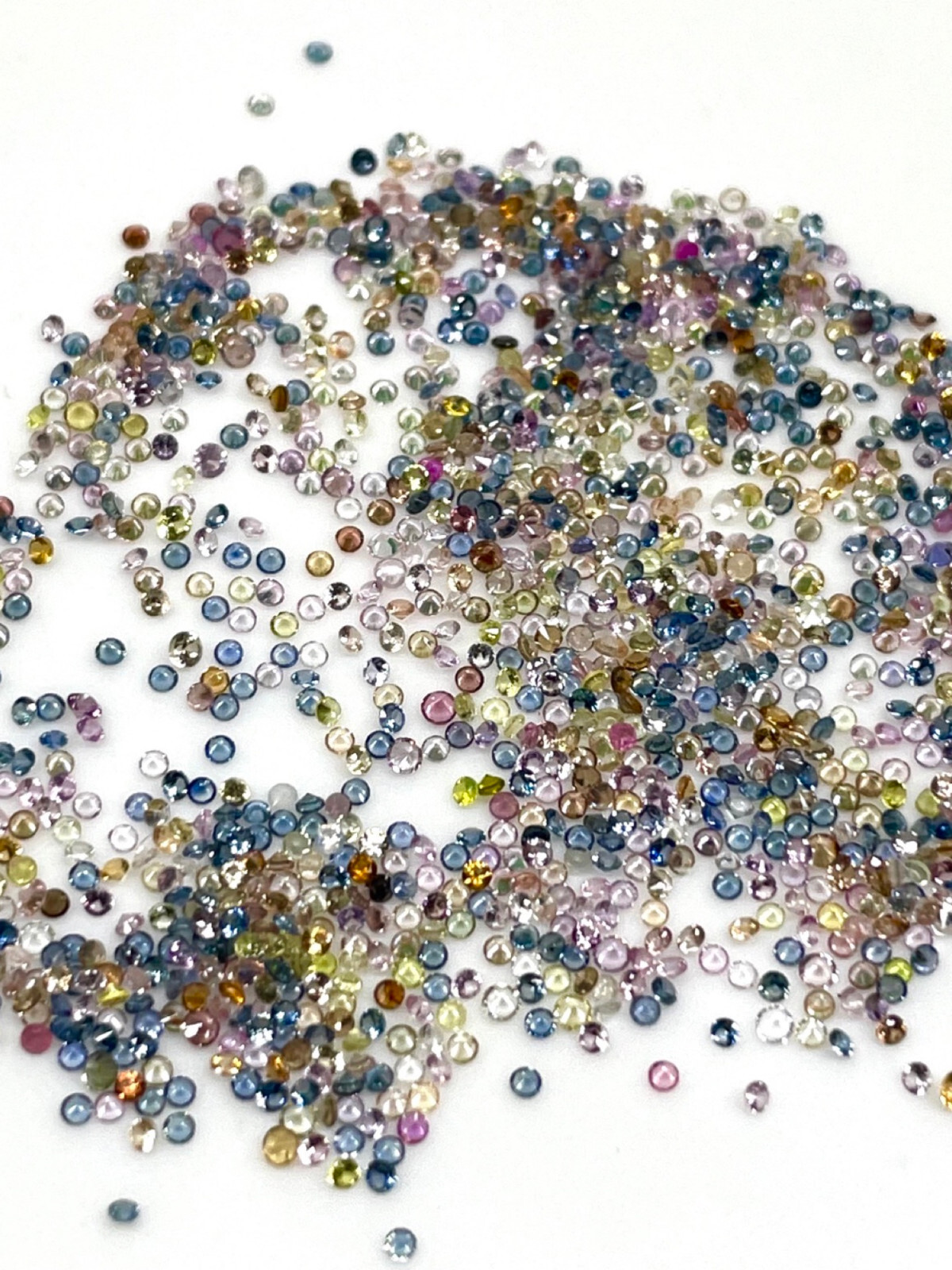 500 Pcs Natural Multi Sapphire 0.9mm-1mm Round Diamond Cut Loose Gemstones Lot