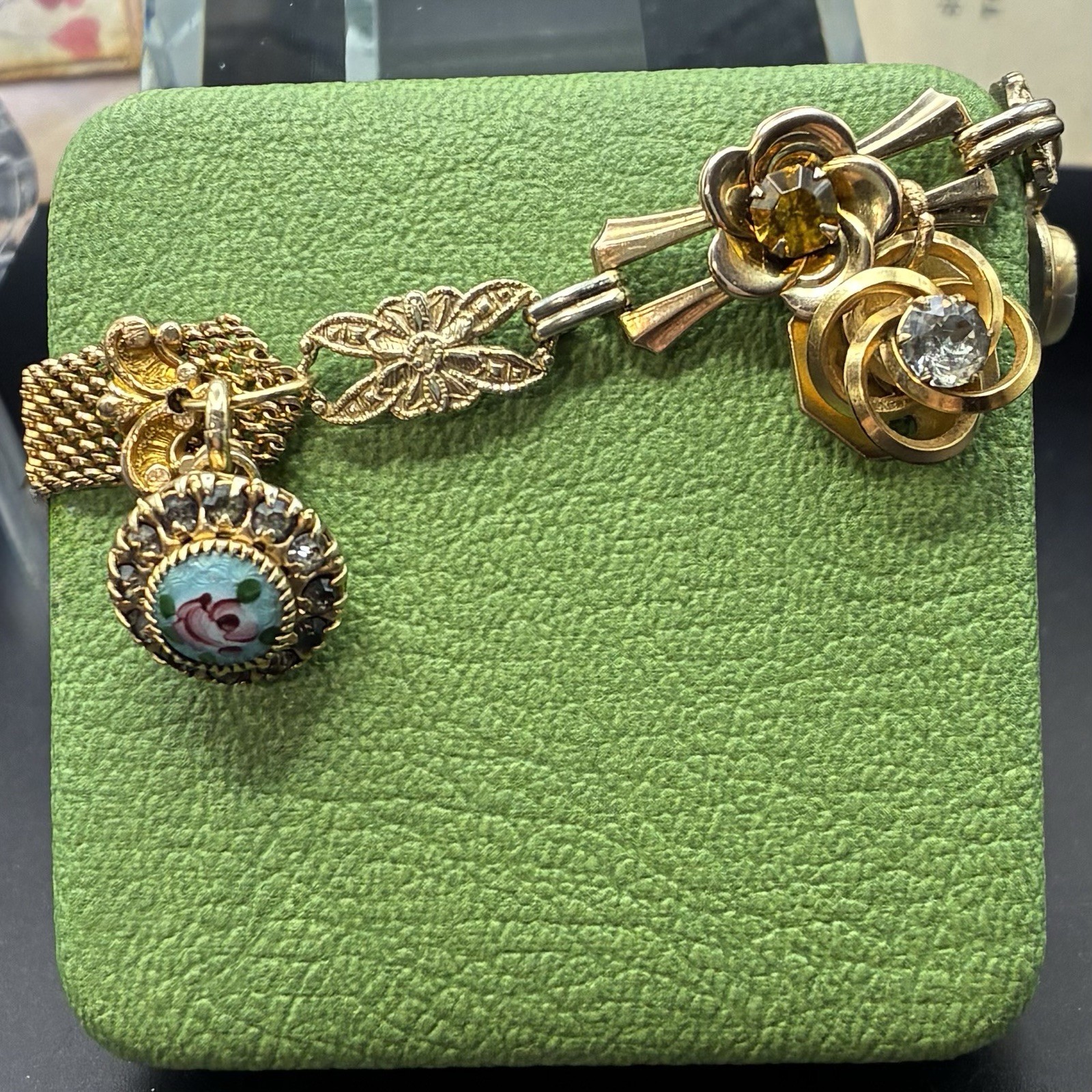 Custom Vintage Gold Filled Pocket Watch & Mesh Chain Bracelet w Charms & Regalia