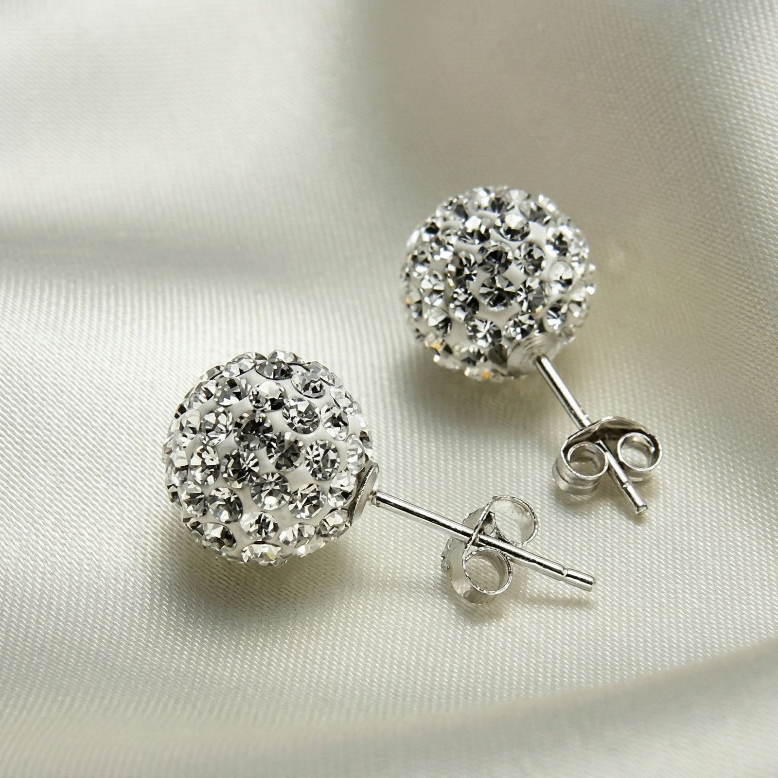 Womens Multi Gem Earrings Crystal Ball 925 Sterling Silver Plated Round Ear Stud