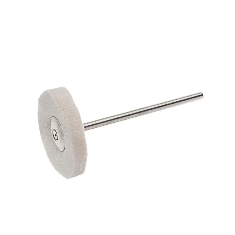 1″ WHITE LOOSE MUSLIN BUFF ON 3/32″ SHANK PACK OF 12 FOR POLISHING