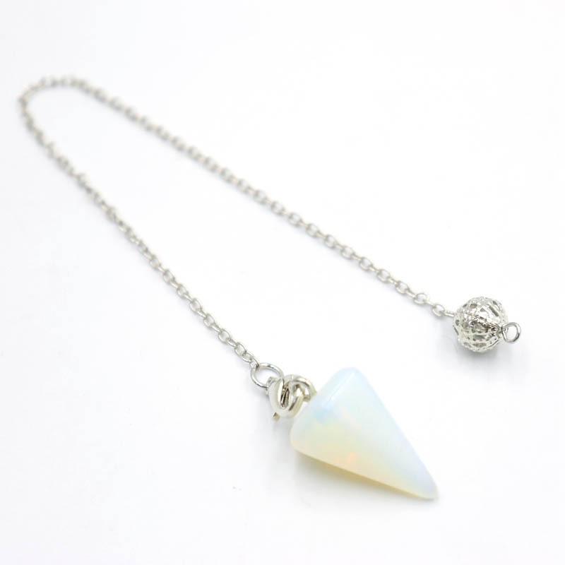 Crystal Natural Gemstone Healing Energy Cone Hexagonal Point Pendulum Pendant