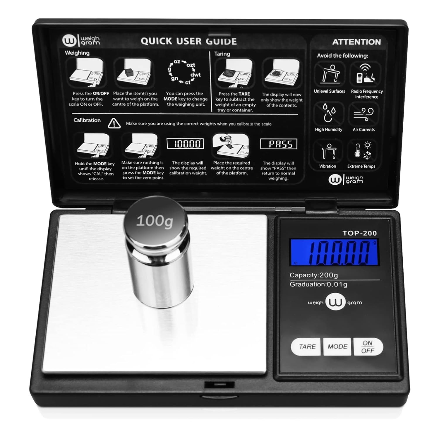 Lightweight 200g Precision Scale – Ideal for Jewelry, Food & Calibration Weight