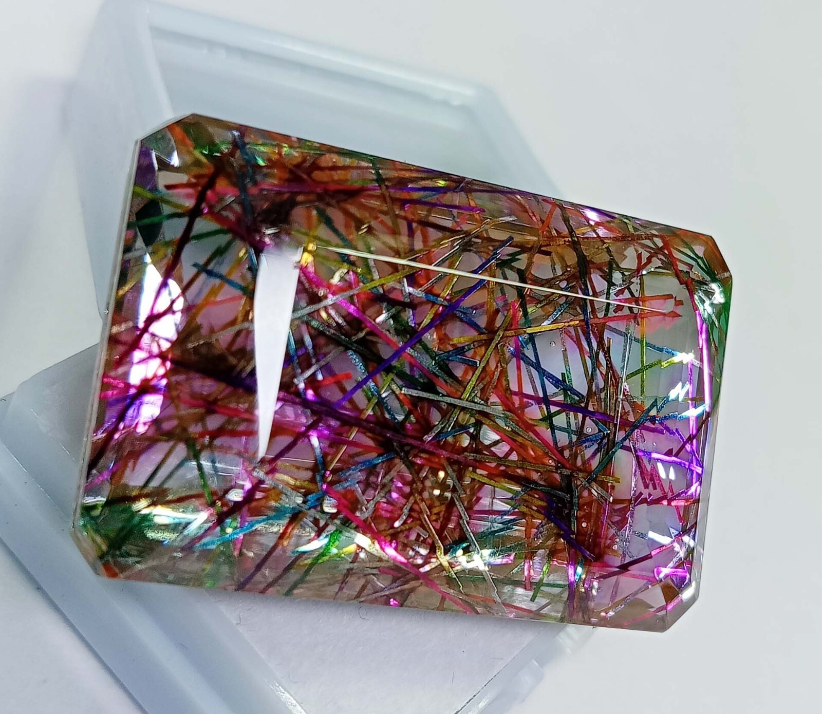 Rutilated Quartz Emerald Cut 80+ Ct Natural Loose Gemstone Use For Multipurpose