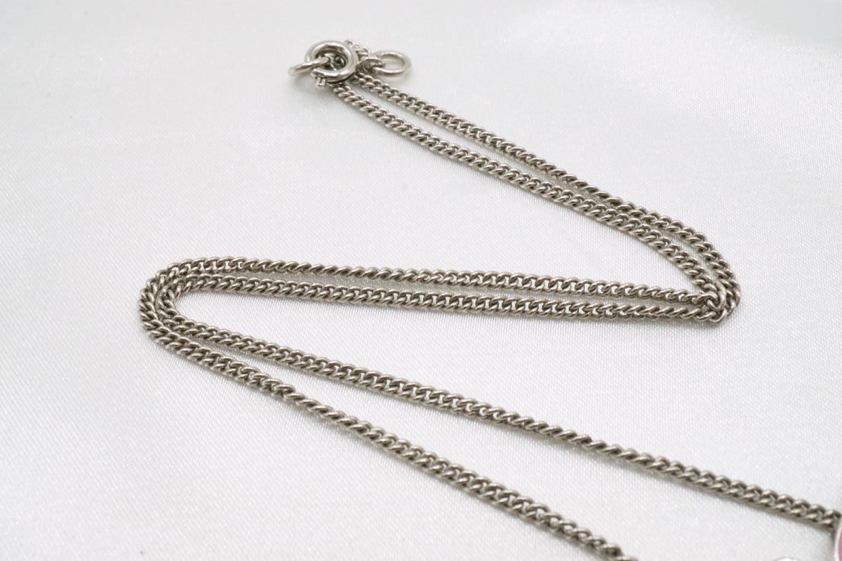 CHANEL 04P Necklace Coco Mark Heart Clover Accessory Silver Pink Red 7151j