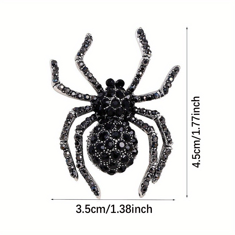 6Pcs Rhinestone Spider Brooches Crystal Halloween Spider Pins Clothing Bag Decor