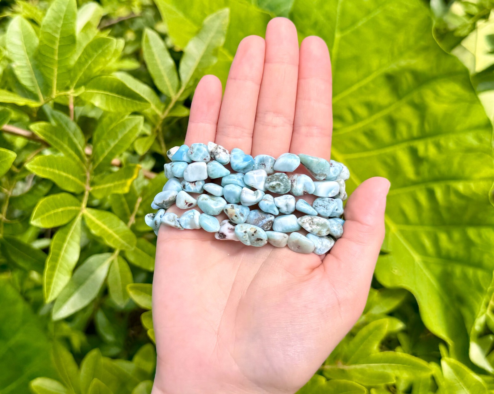 Larimar Tumbled Gemstone Bracelet 6-8 mm Nuggets (Larimar Crystal Bracelet)